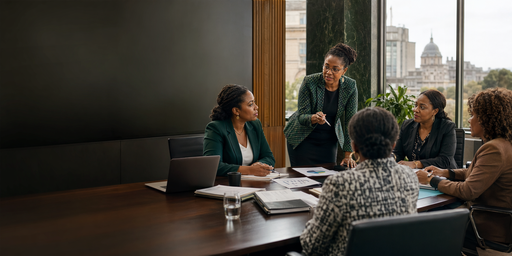 African women policy leaders in a high-level economic governance meeting.